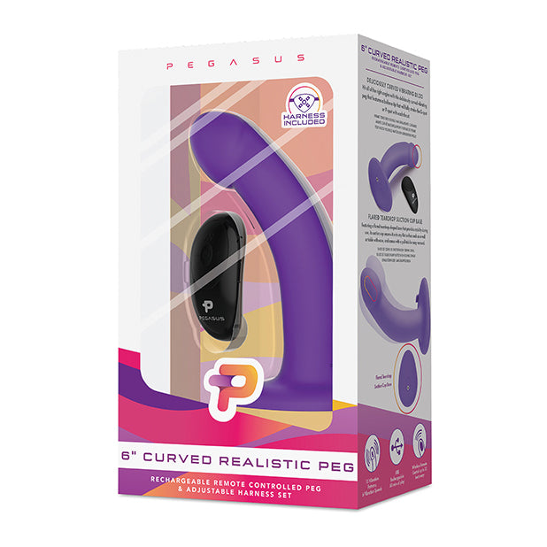 Vibrierender Curve-Dildo mit Harness und Fernbedienung