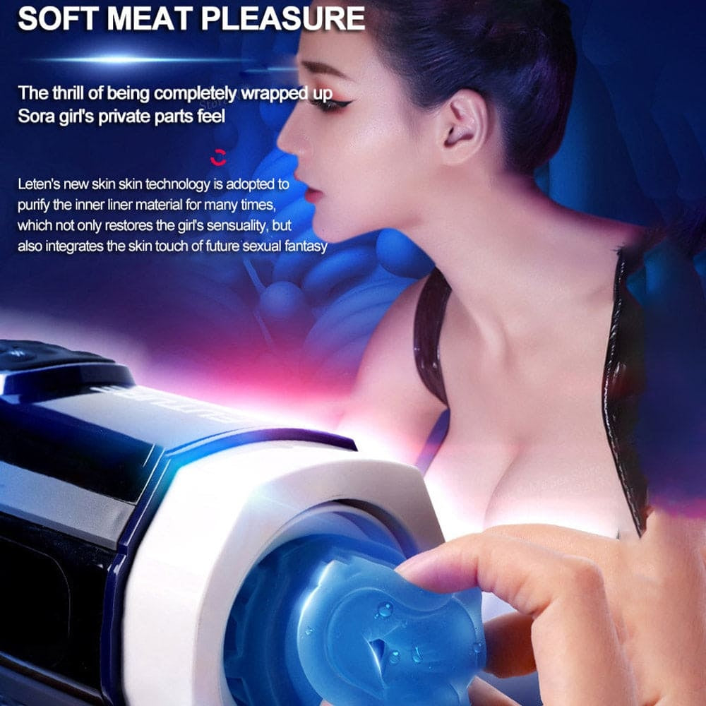 LETEN Hochgeschwindigkeits Stoßen Heizen Saugen Sound-Masturbator Cup