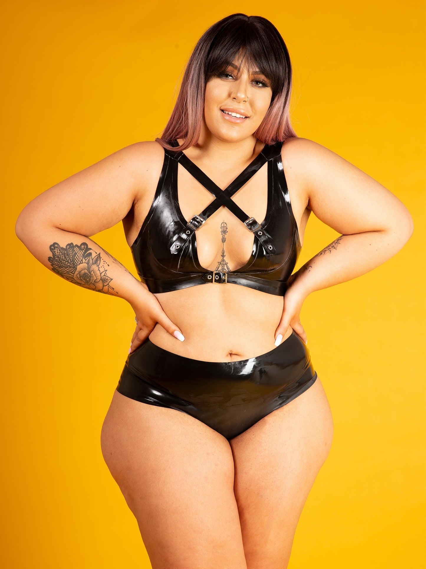 Plus Size Latex/Rubber Mini Parisian Black Knickers