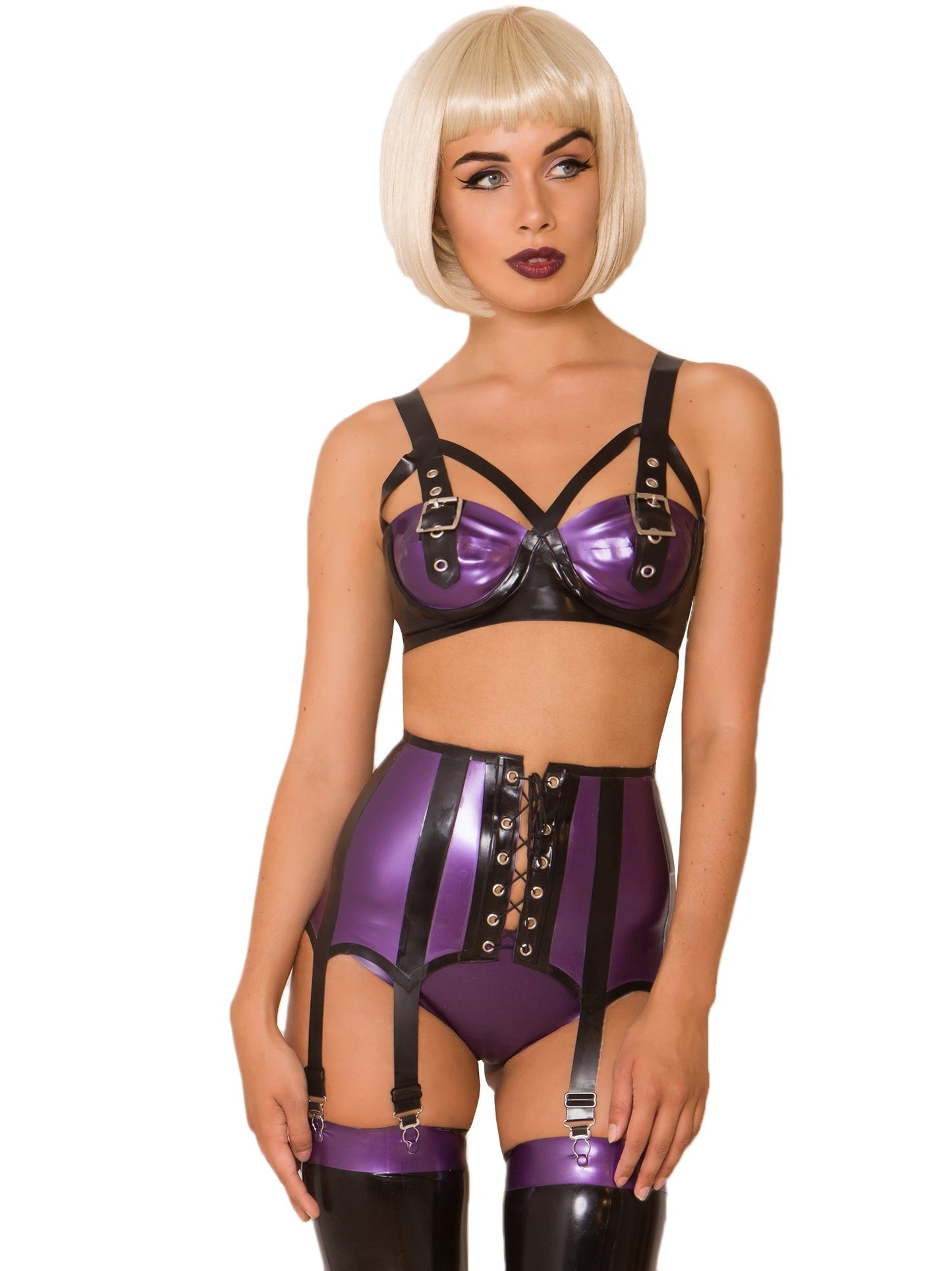 Purple Latex/Rubber Girdle With 8 Adjustable Straps