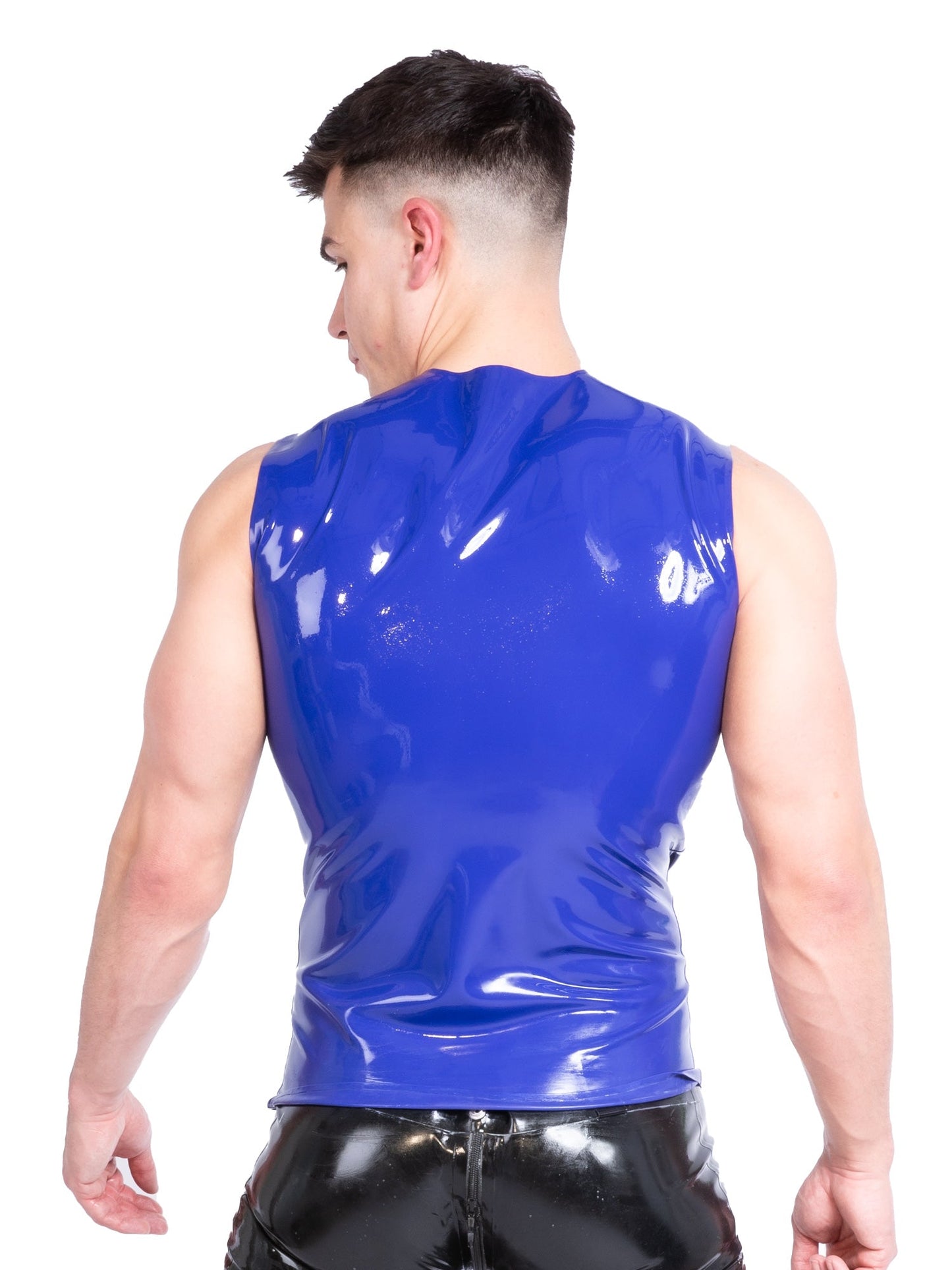 Latex/Rubber Sleeveless T Shirt in Blue