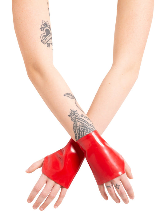 Red Latex/Rubber Wrist Gauntlets