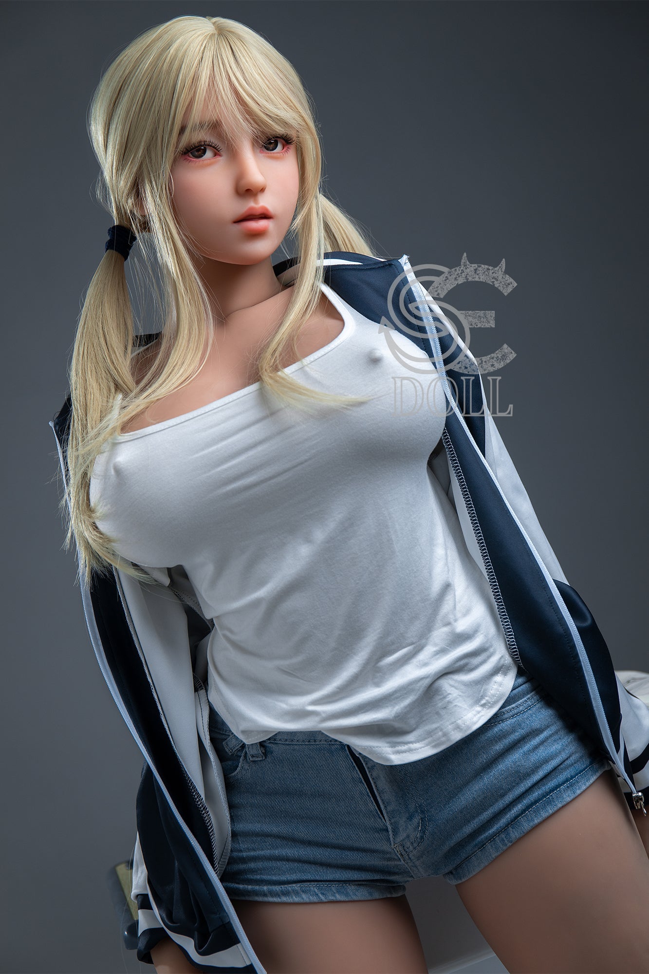 US In Stock - 157cm/5ft2 H-cup Blonde STPE Sex Doll SED255 Head#120 - Melody.A (baseball jacket)