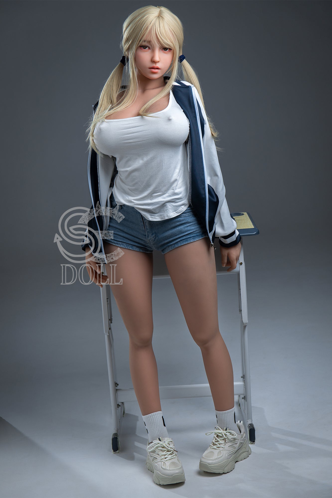 US In Stock - 157cm/5ft2 H-cup Blonde STPE Sex Doll SED255 Head#120 - Melody.A (baseball jacket)