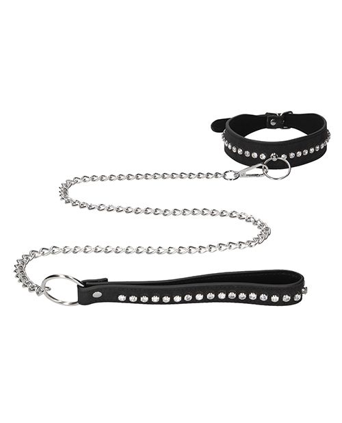 Diamond Studded Collar with Leash