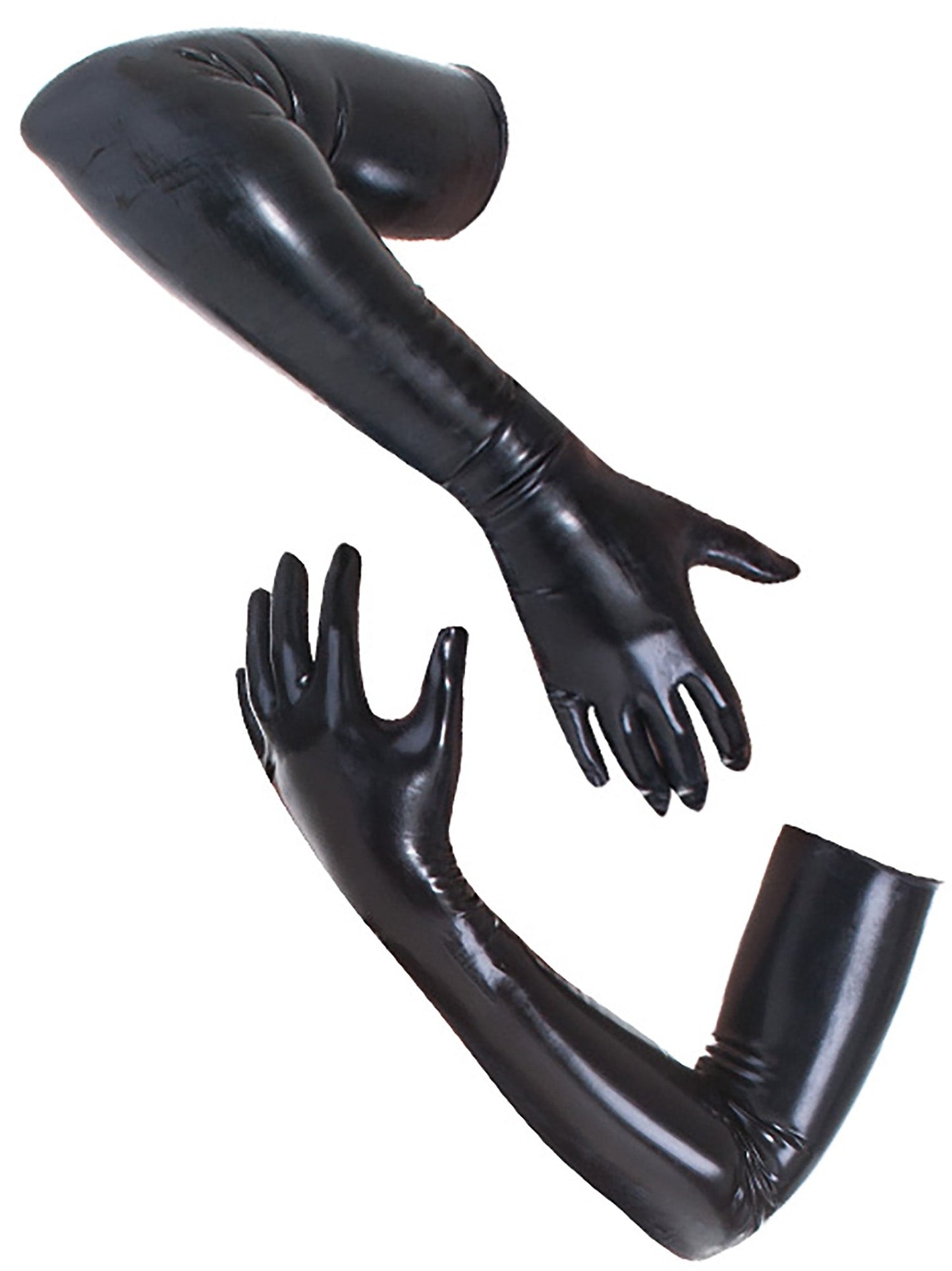Shoulder Length Latex/Rubber Gloves- Moulded & Black