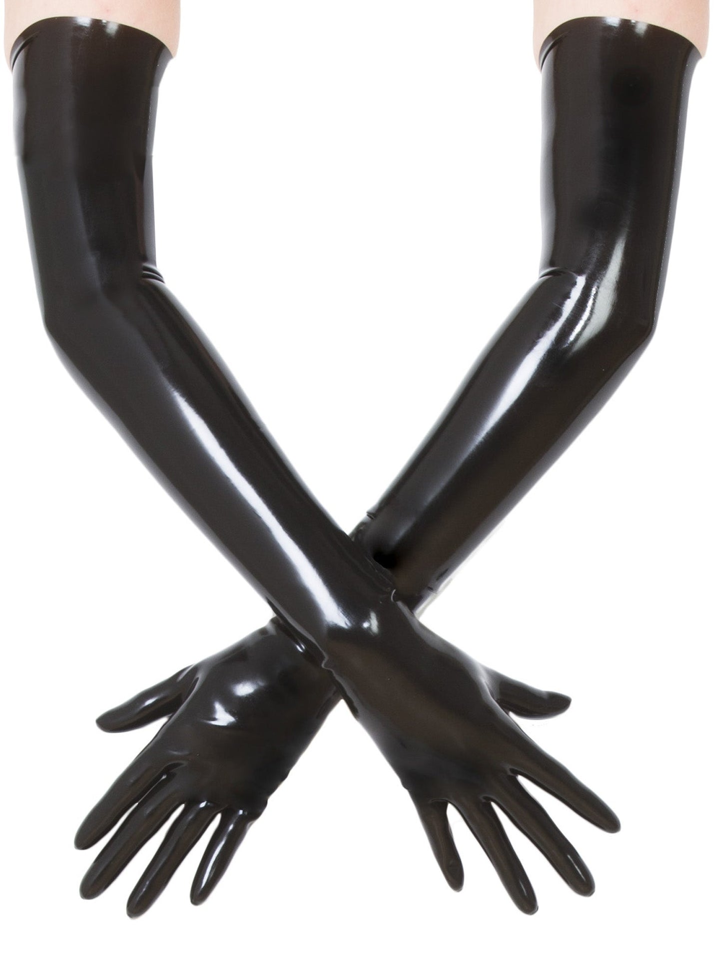 Shoulder Length Latex/Rubber Gloves- Moulded & Black
