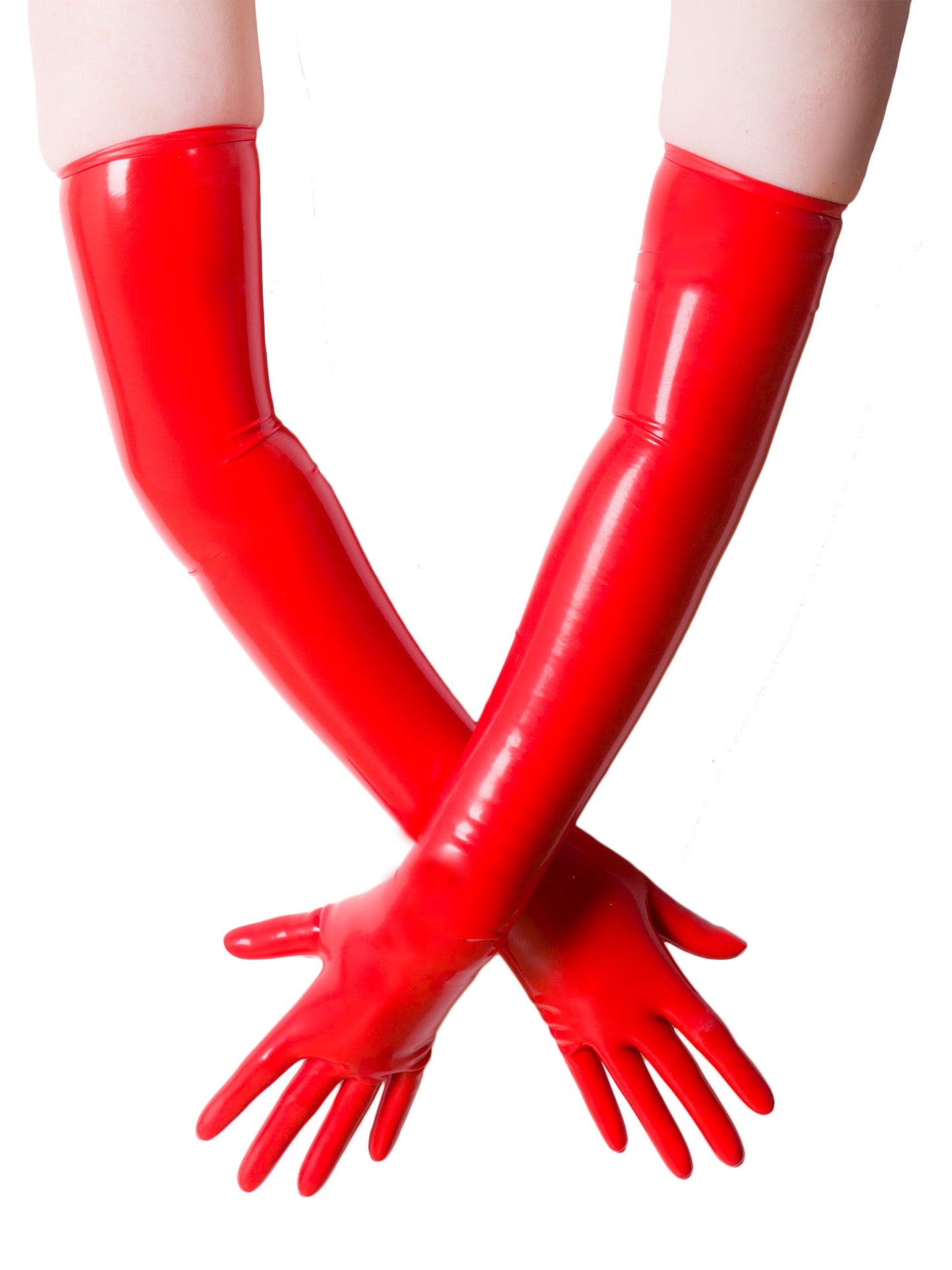 Shoulder Length Latex/Rubber Gloves- Moulded & Red