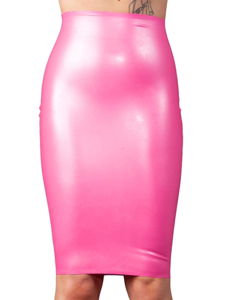 The Figure Fuschia Latex/Rubber Pencil Skirt