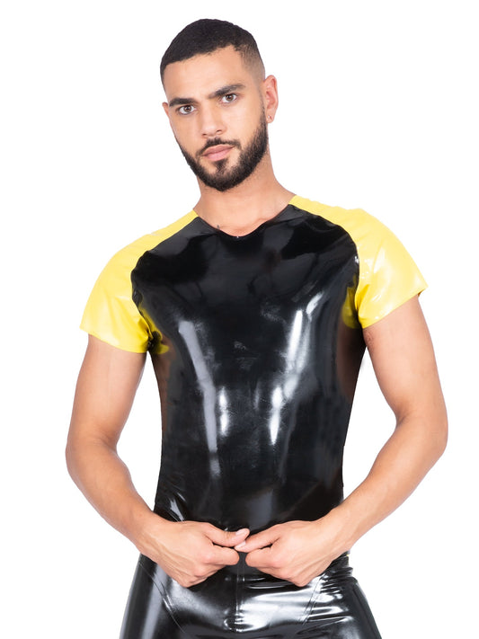 Black & Yellow Crew Neck Latex/Rubber Top