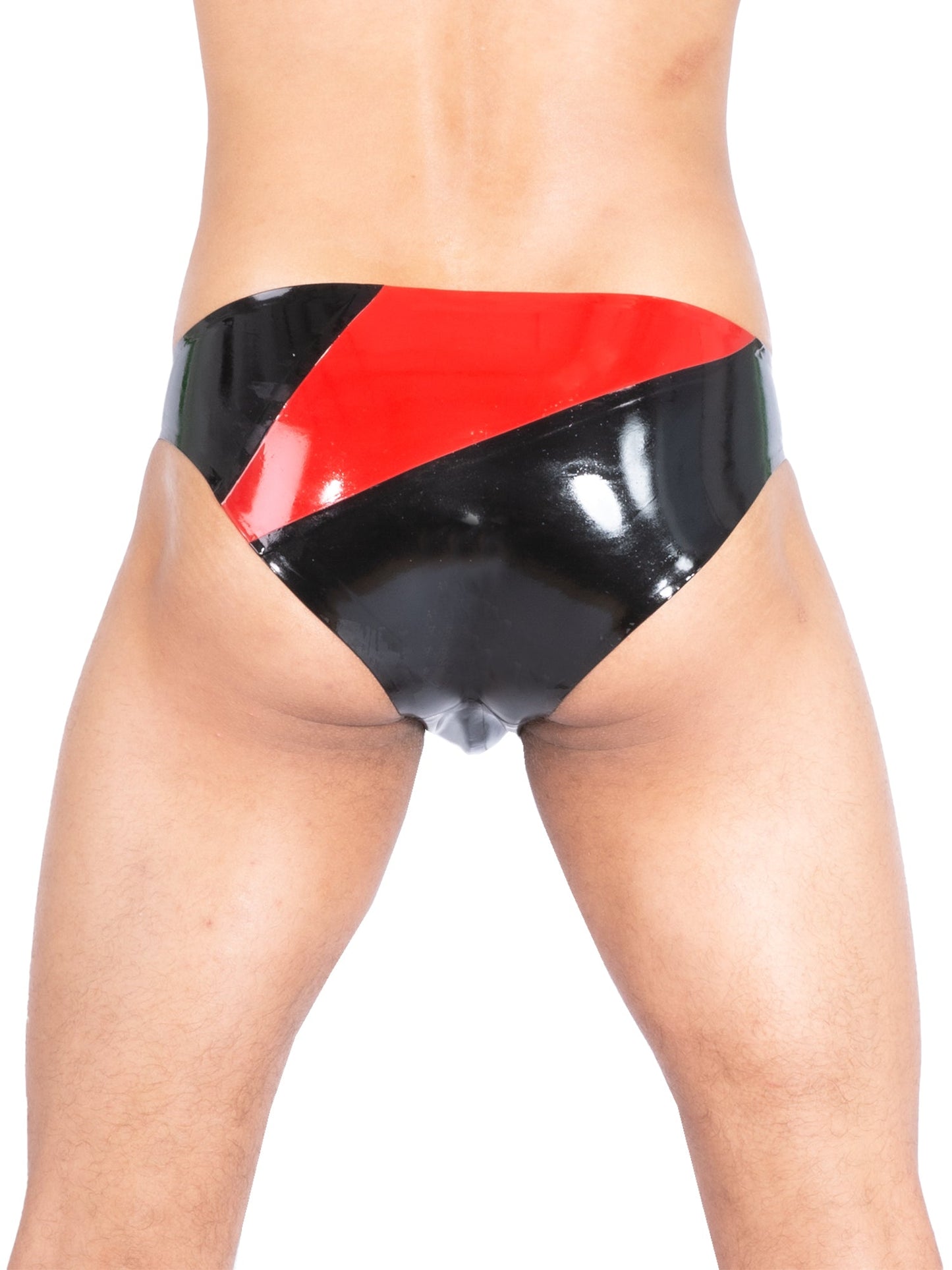 Slice Latex/Rubber Briefs In Black & Red
