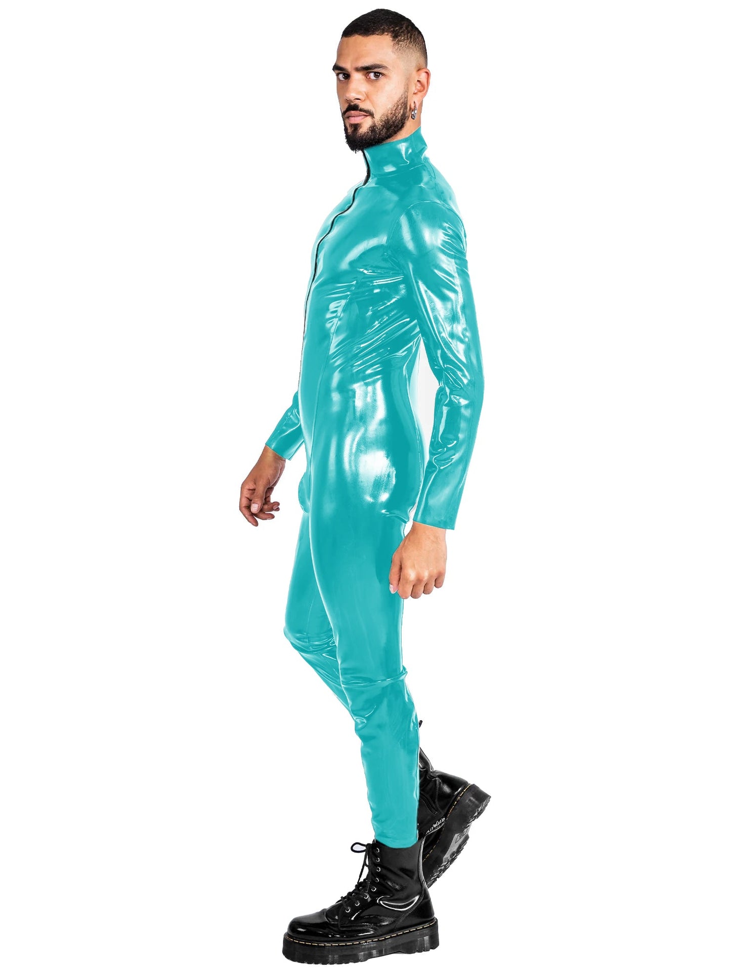 Limited Edition - Heavy Duty (0.55mm) Panelled Turquoise Latex/Rubber Catsuit