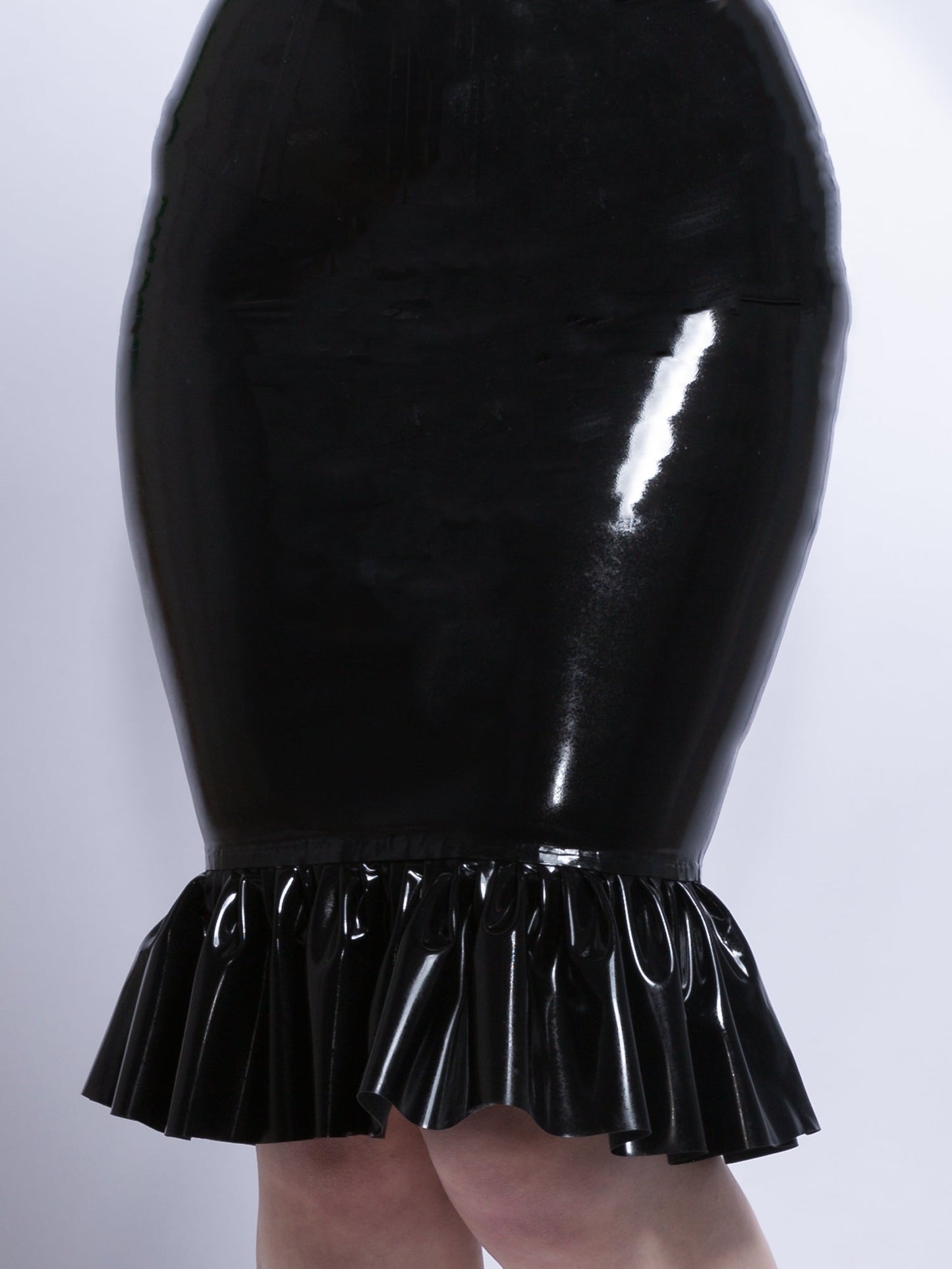 Frilly Latex/Rubber Pencil Skirt