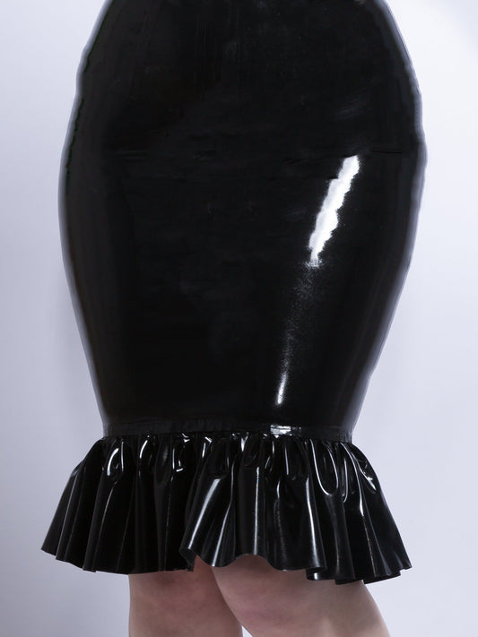 Frilly Latex/Rubber Pencil Skirt