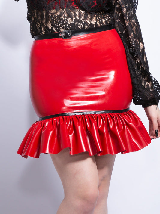 Frilly Rouge Latex/Rubber Skirt