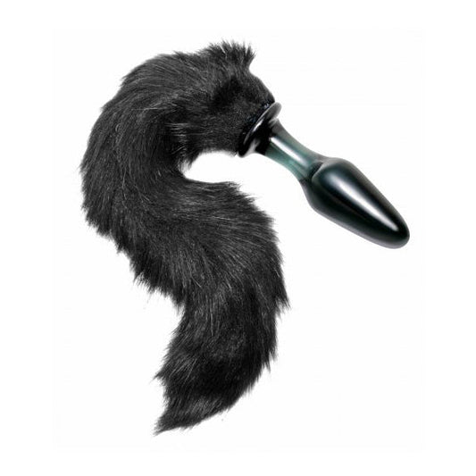 Midnight Fox Tail Glass Anal Plug