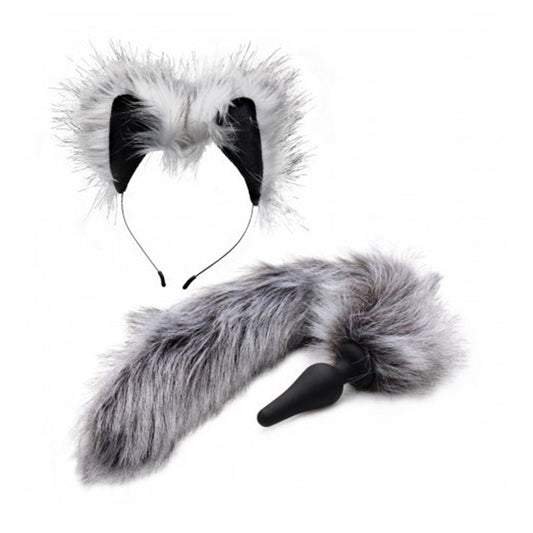 Grey Wolf Tail and Ears Set