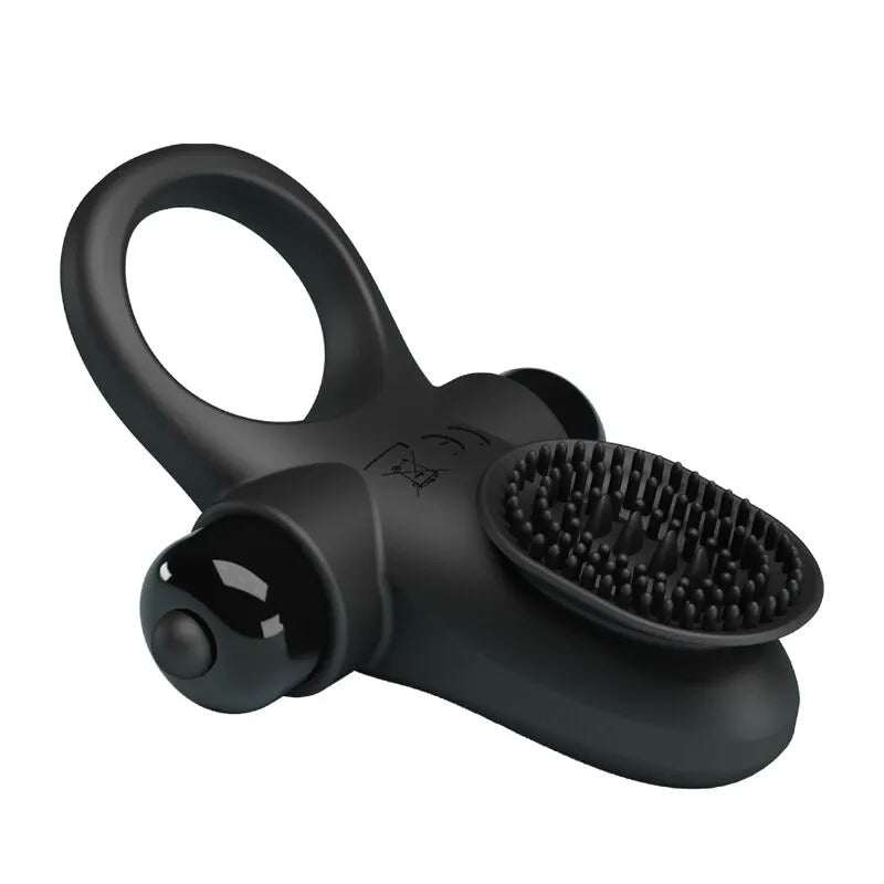 Anneau Pénien Vibrant En Silicone Noir
