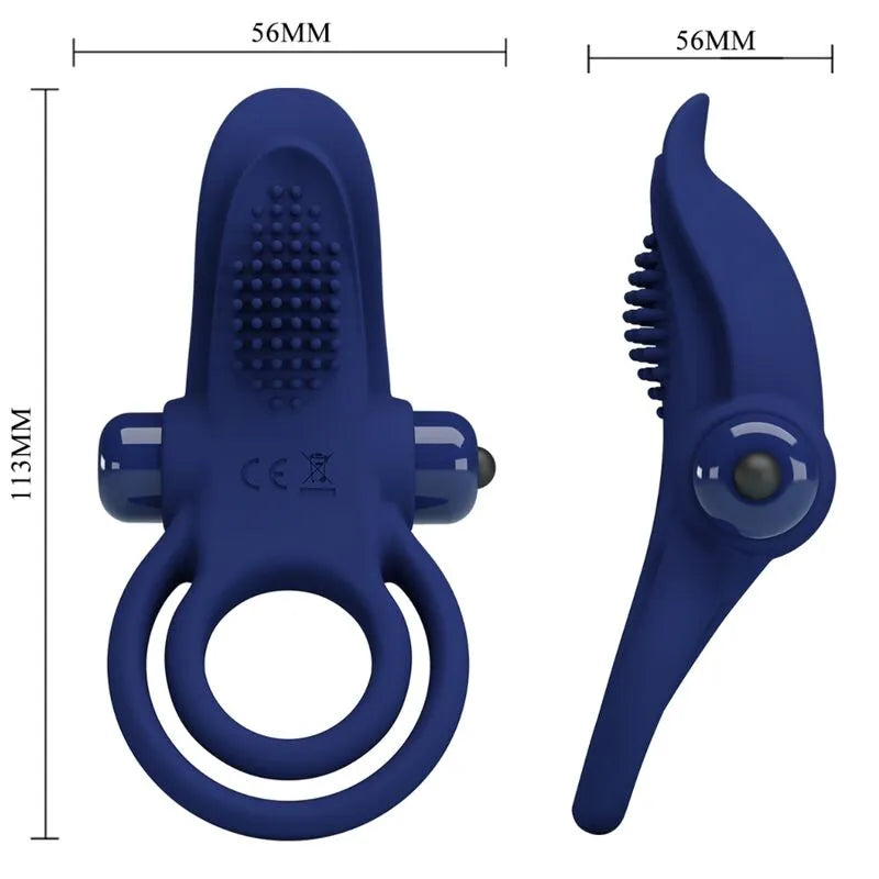 Anneau Pénien Vibrant Silicone Bleu 10 Modes