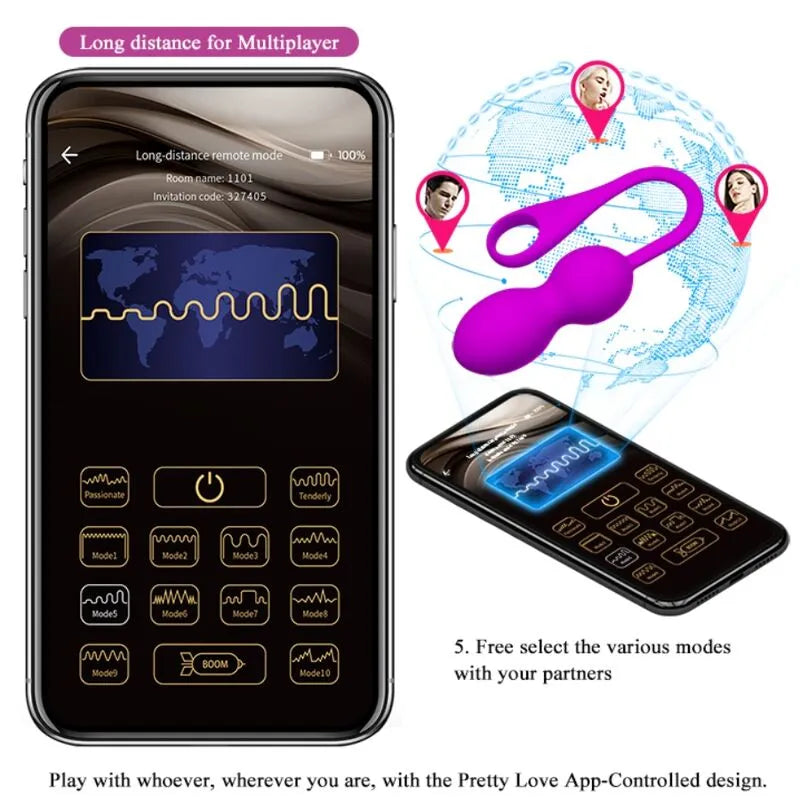 Boules De Kegel Vibrantes Violettes Avec Application