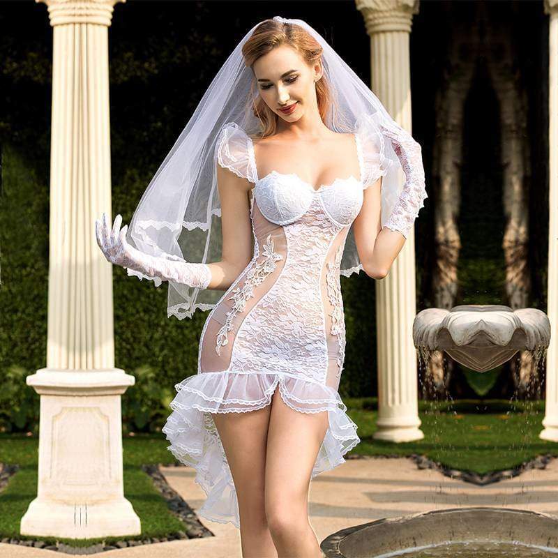 Braut - Deluxe Sexy Dessous Set Fischschwanz Brautkleid mit Schleier für Frau SL10