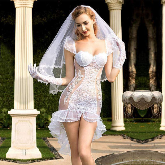 Bride - Deluxe Sexy Lingerie Set Fishtail Wedding Dress With Veil For Woman SL10