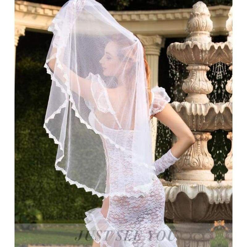 Bride - Deluxe Sexy Lingerie Set Fishtail Wedding Dress With Veil For BKC Bride - Deluxe Sexy Lingerie Set Fishtail Wedding Dress With Veil For BKC