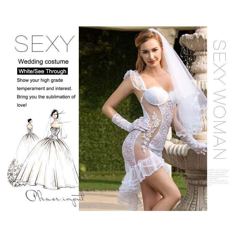 Bride - Deluxe Sexy Lingerie Set Fishtail Wedding Dress With Veil For BKC Bride - Deluxe Sexy Lingerie Set Fishtail Wedding Dress With Veil For BKC