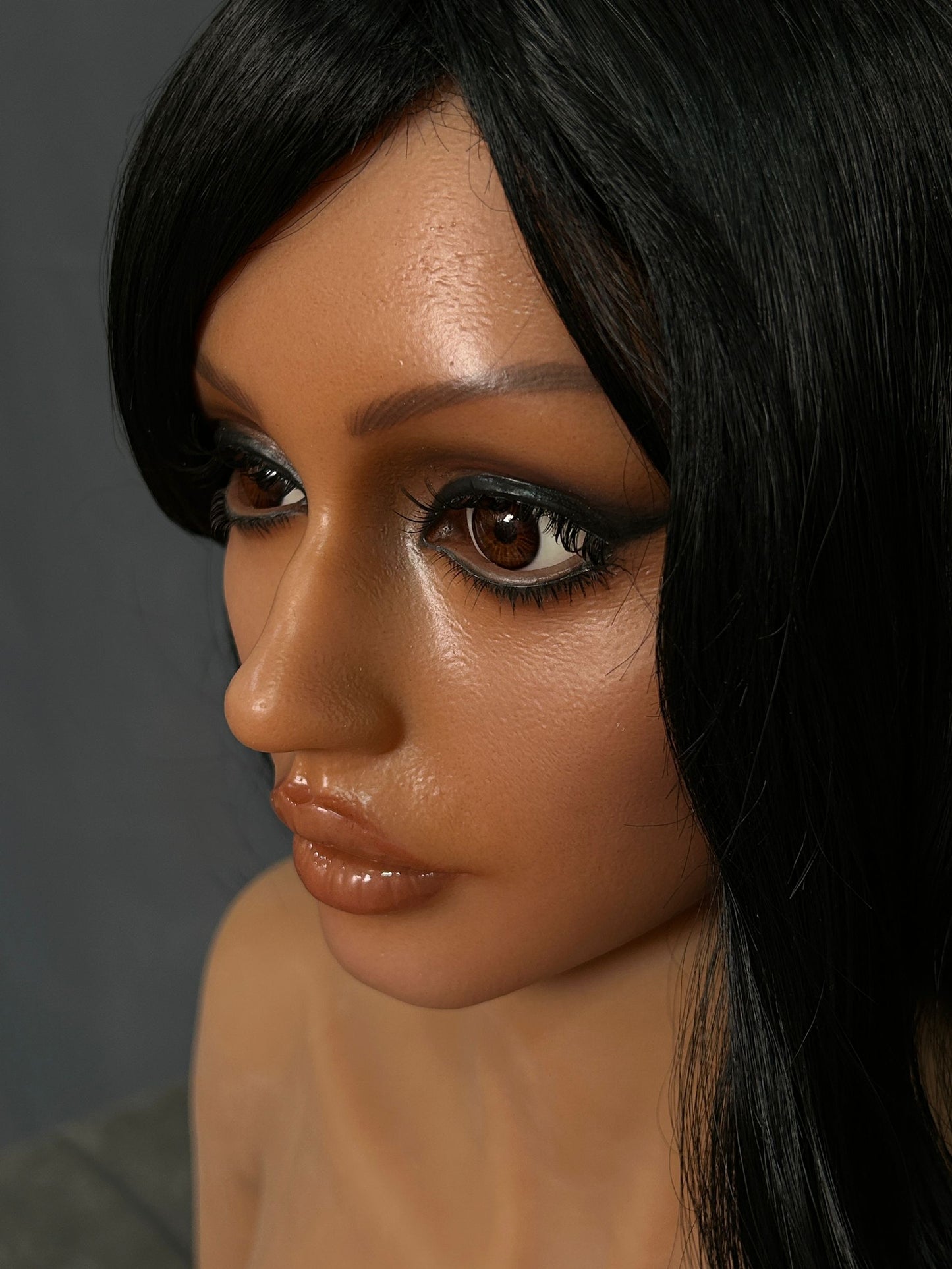 EU In Stock - 164cm/5ft5 H-Cup Silicone Head Black Sex Doll SG3 Ada - Dark Tanned