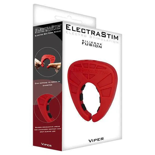 Cockring Silicone Électro-Stimulation Rouge Noir
