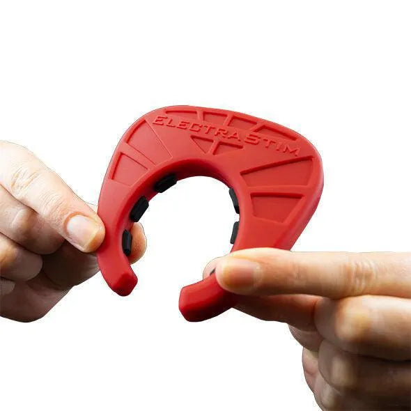 Cockring Silicone Électro-Stimulation Rouge Noir