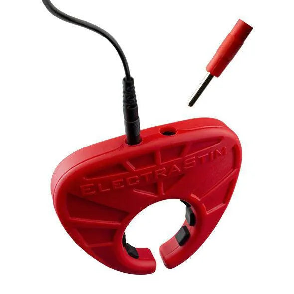 Cockring Silicone Électro-Stimulation Rouge Noir