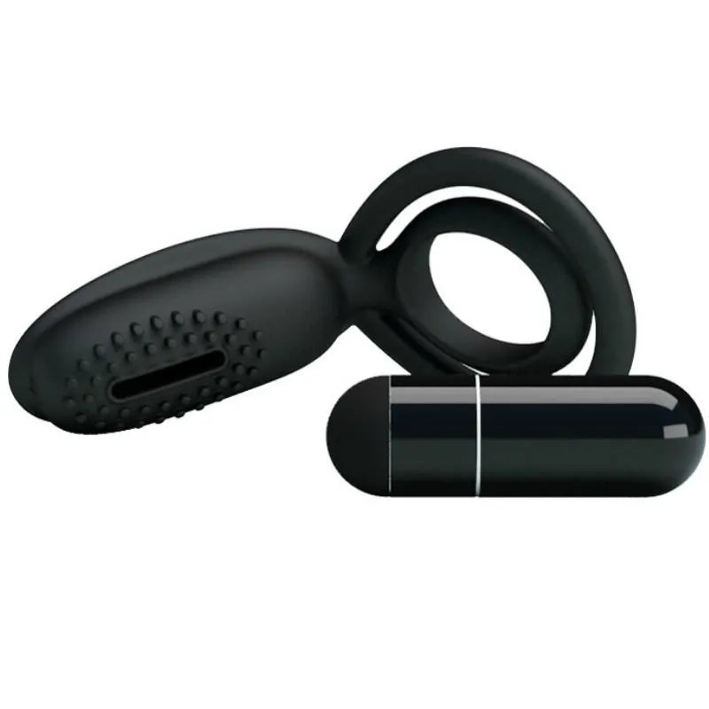 Cockring Silicone Noir Stimulation Clitoridienne Vibrante