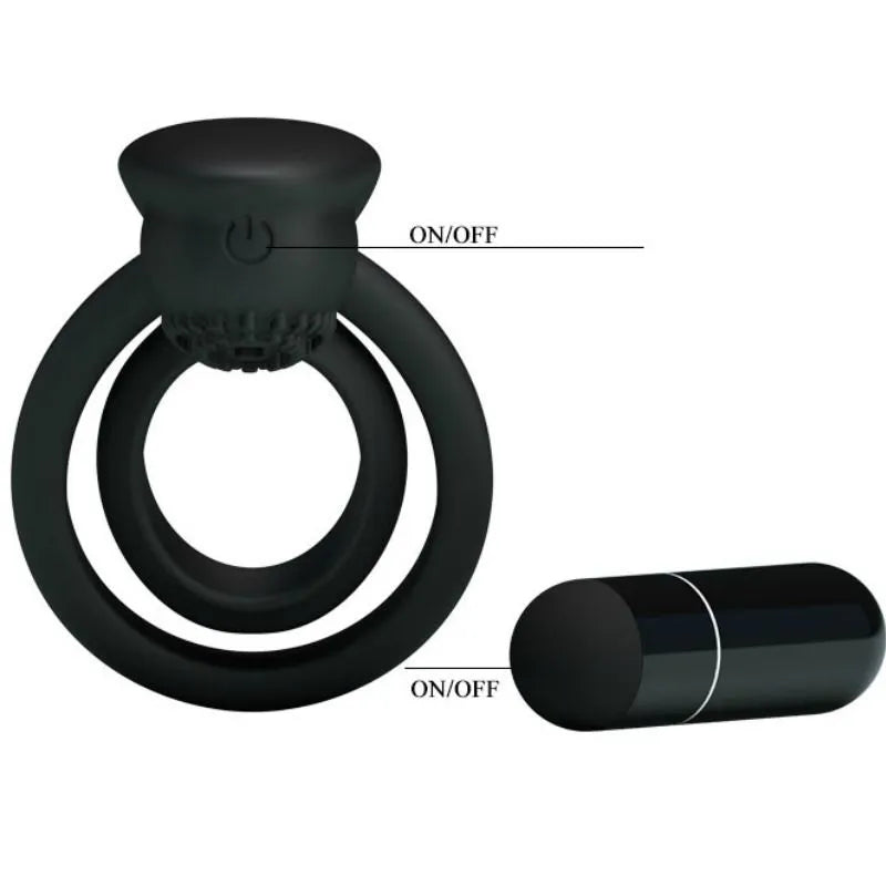 Cockring Silicone Noir Stimulation Clitoridienne Vibrante