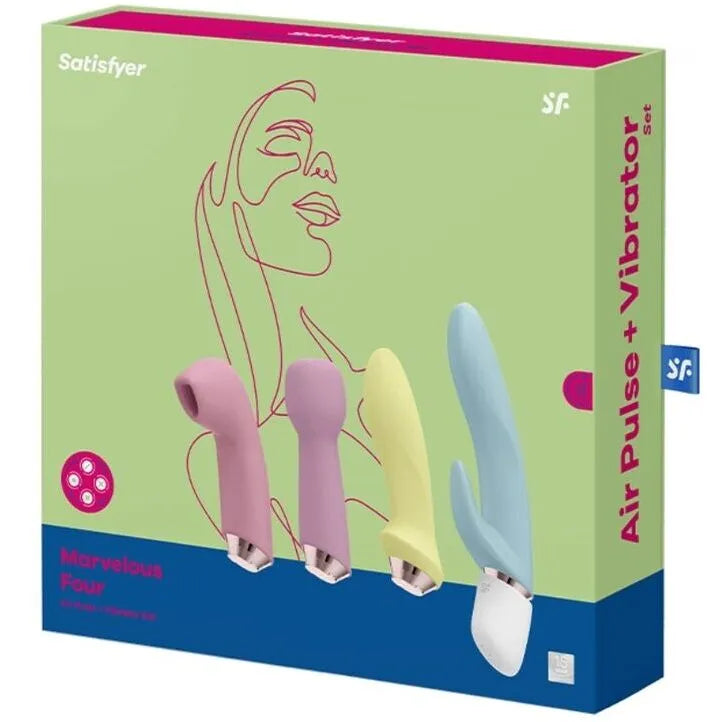 Coffret Vibromasseur Silicone Interchangeable 4-En-1