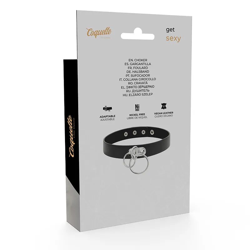 Collier Bdsm Cuir Pu Noir Ajustable