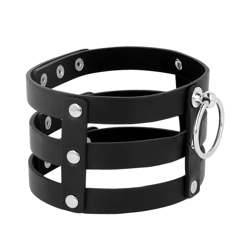 Collier Bdsm Cuir Végétalien Ajustable
