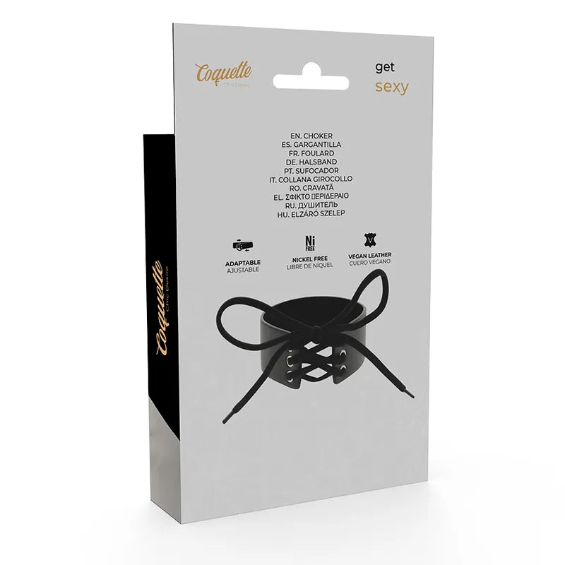 Collier Bdsm Cuir Végétalien Noir Ajustable