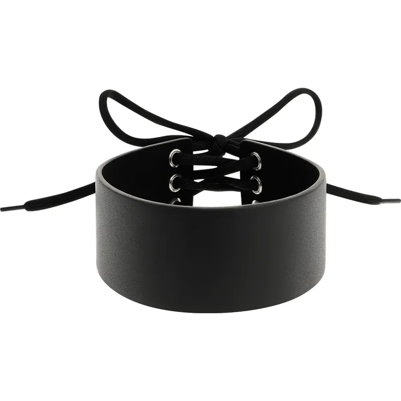 Collier Bdsm Cuir Végétalien Noir Ajustable