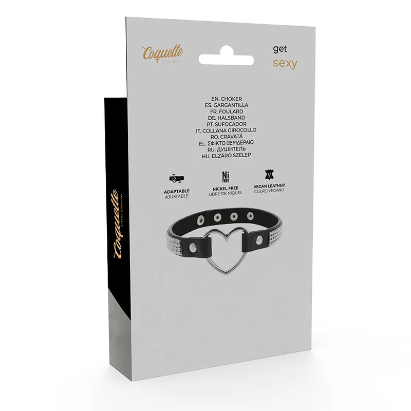 Collier Bdsm Réglable Cuir Vegan Noir