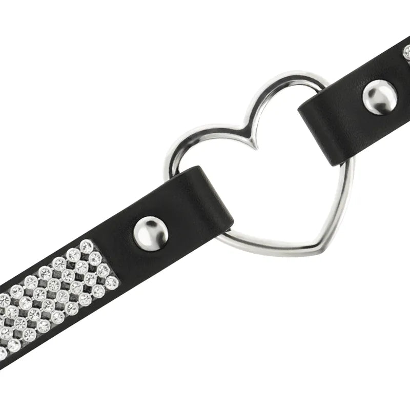 Collier Bdsm Réglable Cuir Vegan Noir