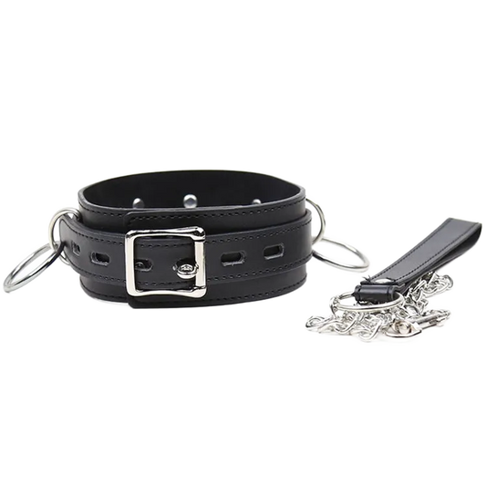 Collier Laisse Fétiche Simili Cuir Ajustable