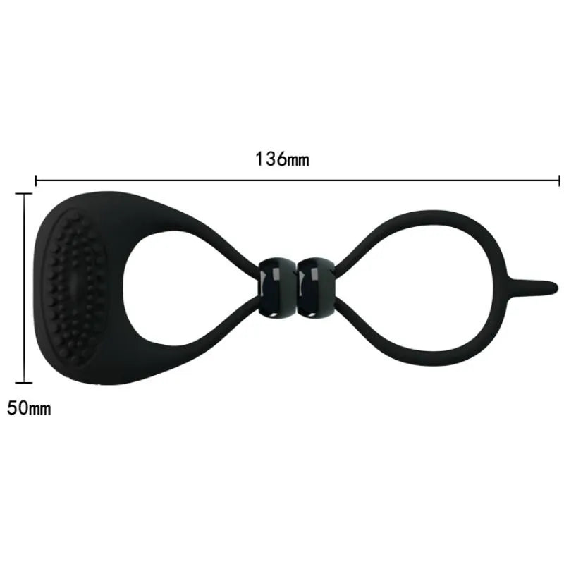 Double Anneau Vibrant Retardateur Éjaculation Silicone Noir
