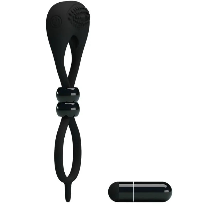 Double Anneau Vibrant Retardateur Éjaculation Silicone Noir