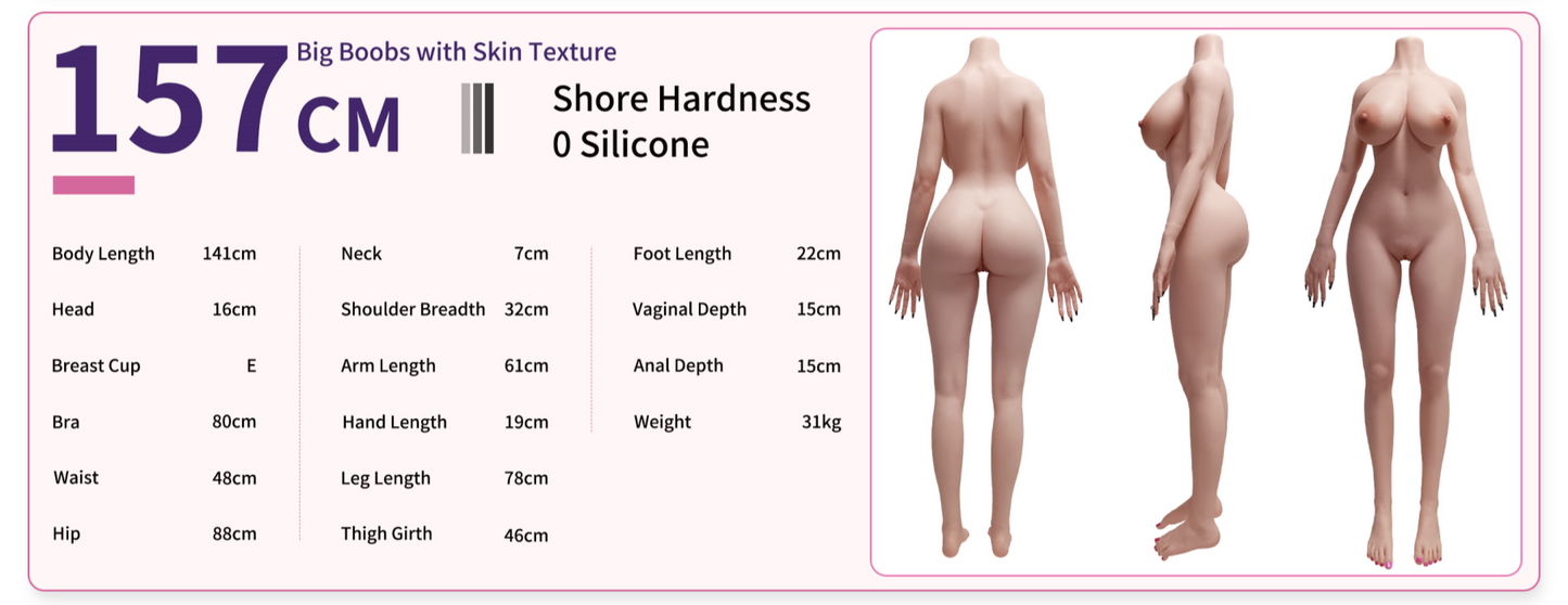 157cm/5ft2 E-cup Realistic Skin Texture Electronic Vibrating Vagina Silicone Sex Doll – Yi Xuan
