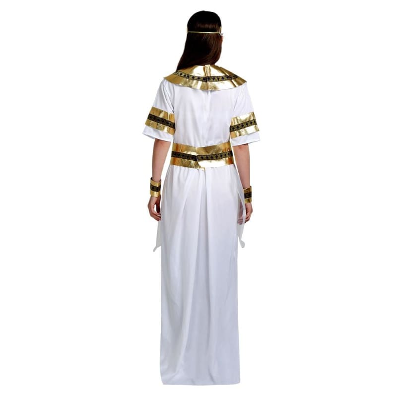 Egyptian Queen - Halloween Cosplay Cleopatra Costume Long Dress With Gold Accessories