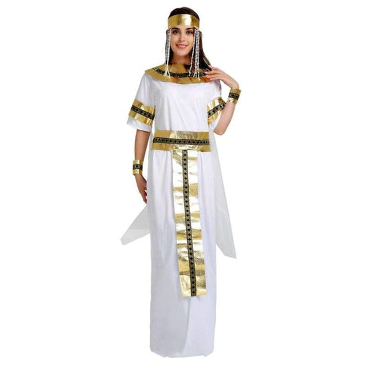 Reine égyptienne - Costume de Cléopâtre pour Halloween Cosplay Robe longue avec accessoires dorés