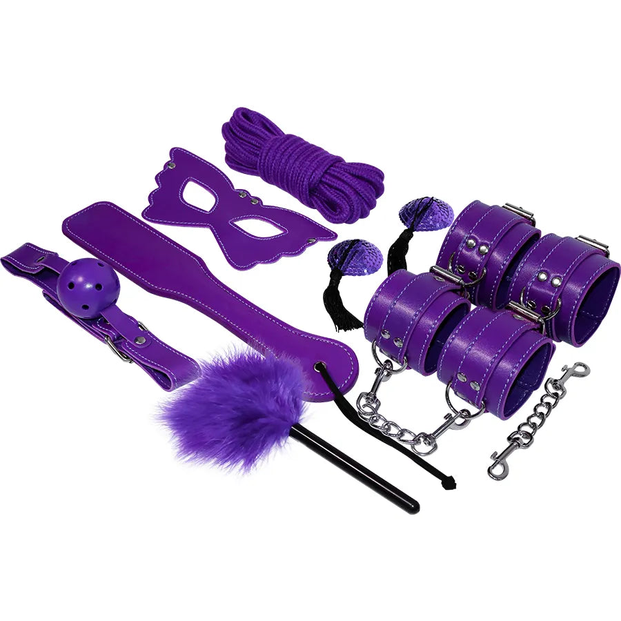 Ensemble Bondage Cuir Synthétique Lilas