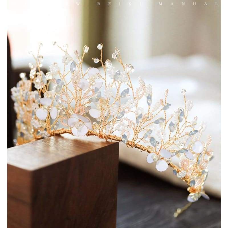 Fairy Flora Crown & Earings - Premium Handmade Bridal Wedding Jewelry