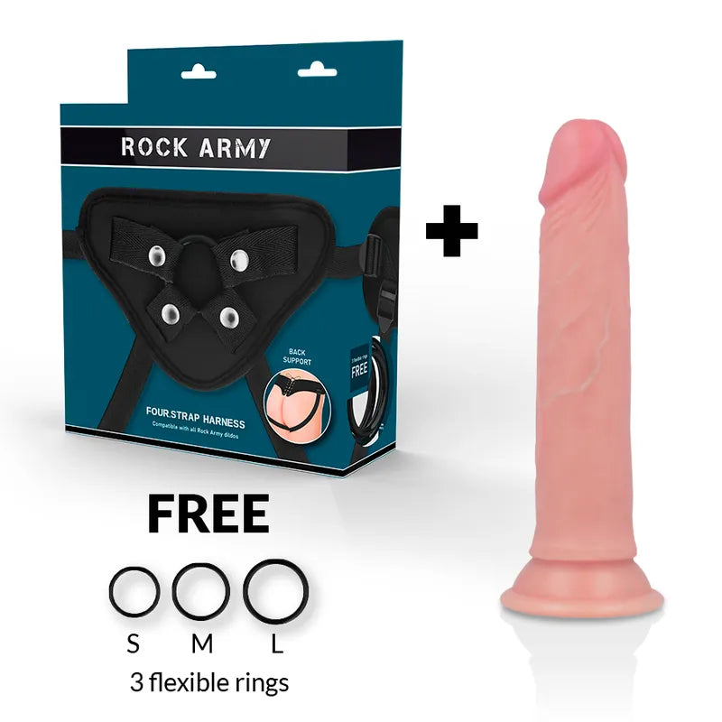 Gode Réaliste Silicone Ventouse Harnais Rockarmy